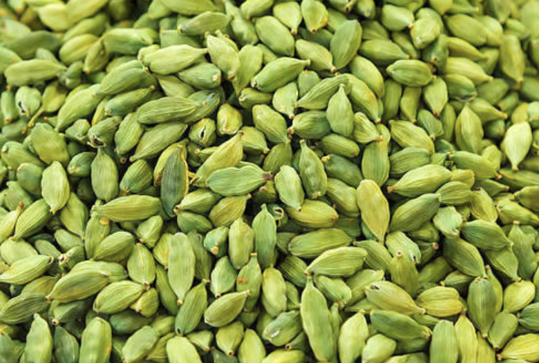 Green cardamom pods.