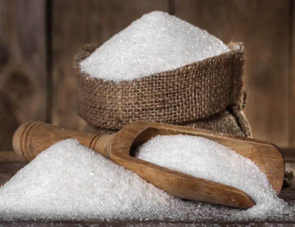 Refined white sugar and raw brown sugar.